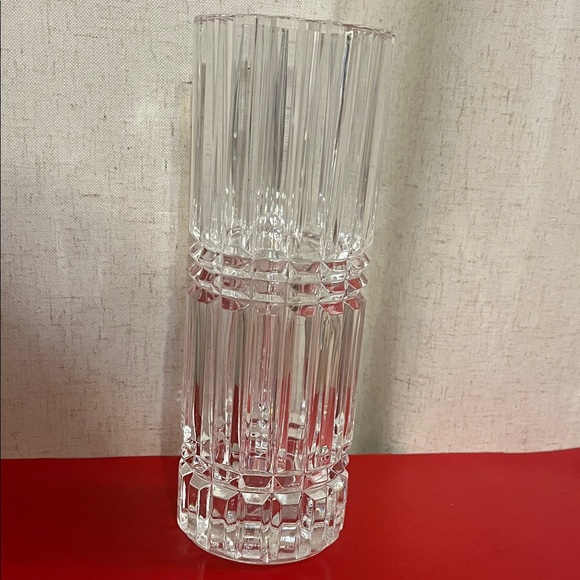 MCM Mid-Century Modern Designer Crystal Cylinder Vase 9”H 3.25”D